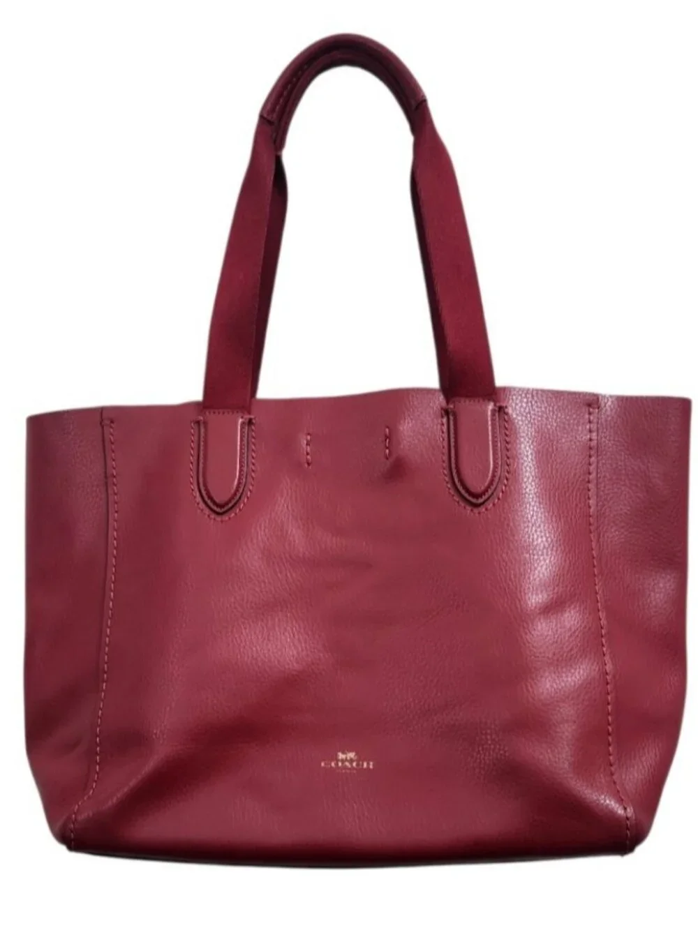 Coach Derby F58660 Raspberry Red Pebbled Leather Large Tote Bag